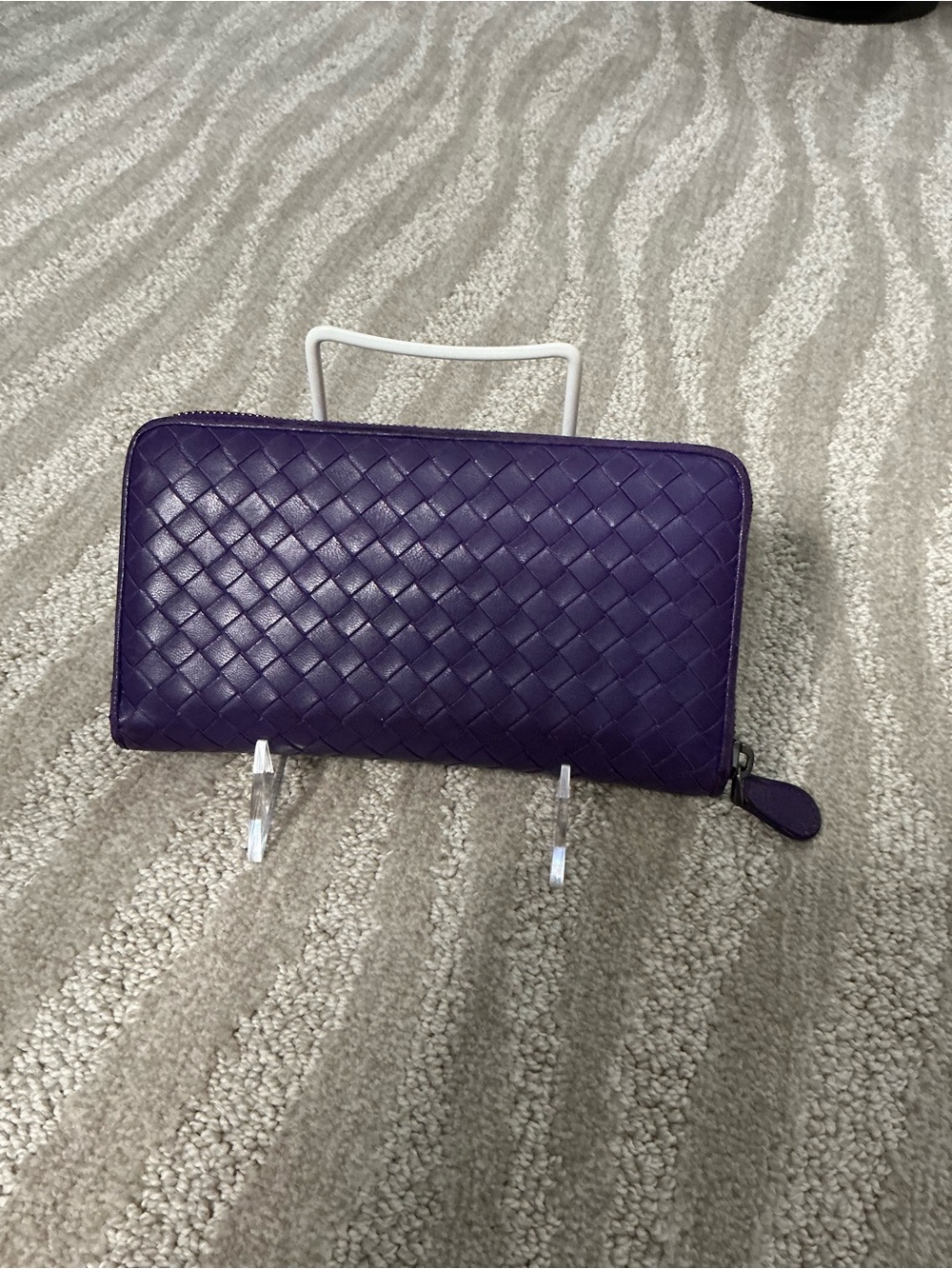 Bottega Veneta Intrecciato Purple Woven Leather Continental Zip Around Wallet - Picture 15 of 15
